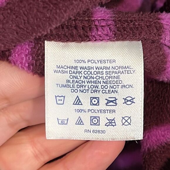 Lands End Purple Stripe Fleece 1/4 Zip Top Medium Tall MT - Picture 5 of 5